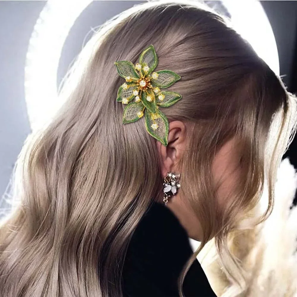 Flower Bridal Hair Clip Rhinestone Wedding Hair Piece Crystal Evening Accessory